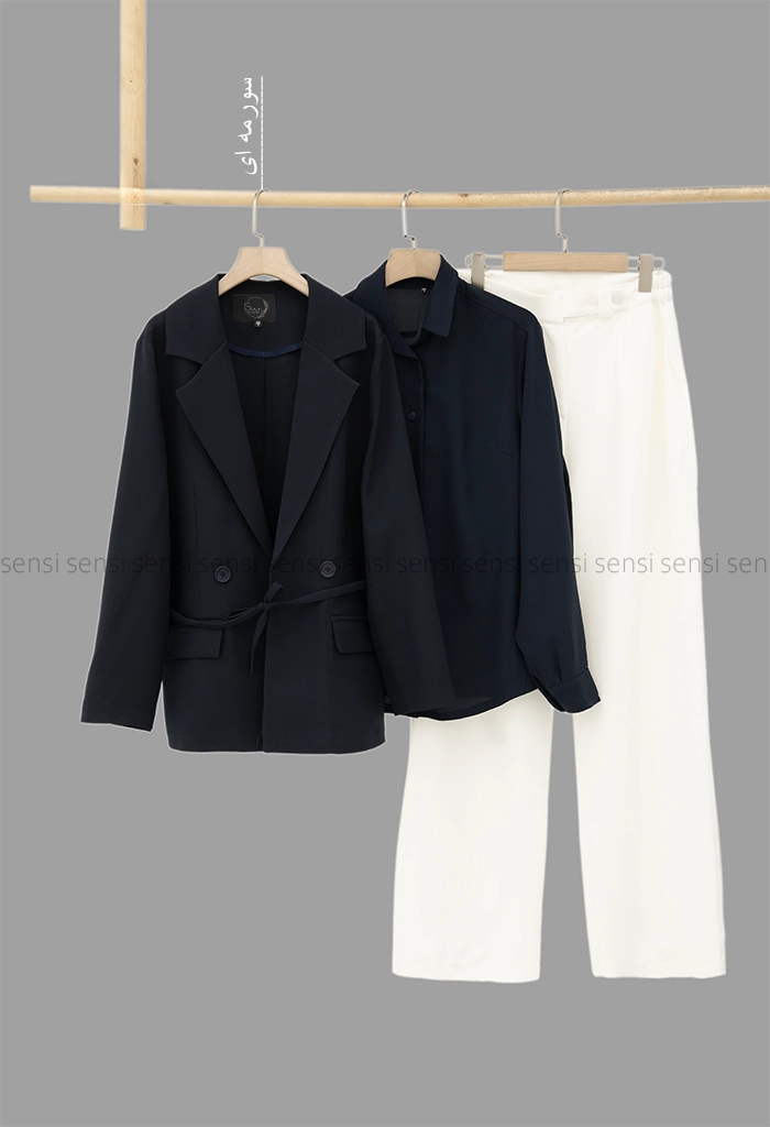 ست 3تیکه کت شلوار شومیز مازراتی کد1005374